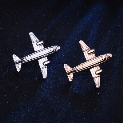 Picture of New Design Aircraft/Aeroplane Brooch For Men Suit Lapel Accessories (1 Gold + 1 Silver)