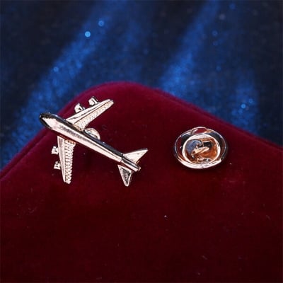 Picture of Small Plane/Aircraft Pin For Men Suit Lapel Fashion Accessories (Gold)