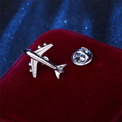 Picture of Small Plane/Aircraft Pin For Men Suit Lapel Fashion Accessories (Silver)