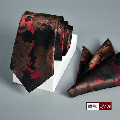 Picture of Luxury Fashionable Neck Tie + Matching Pocket Square Set for Men (1 Set) (QM09,Int: One size)