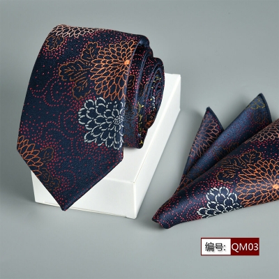 Picture of Luxury Fashionable Neck Tie + Matching Pocket Square Set for Men (1 Set) (QM03,Int: One size)