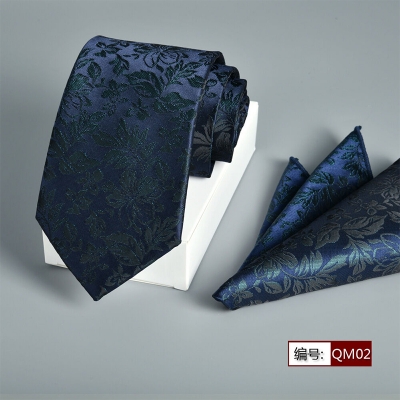 Picture of Luxury Fashionable Neck Tie + Matching Pocket Square Set for Men (1 Set) (QM02,Int: One size)
