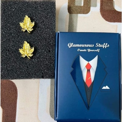Picture of Men's Maple Leaf Metal French Cufflinks Pair Set (Gold)