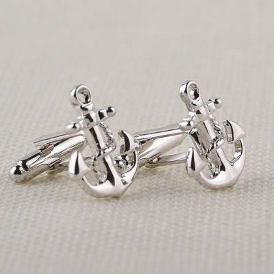 Picture of Men's Anchor Shape Navy French Shirt Cufflinks Pair (1 Pair) (Silver)