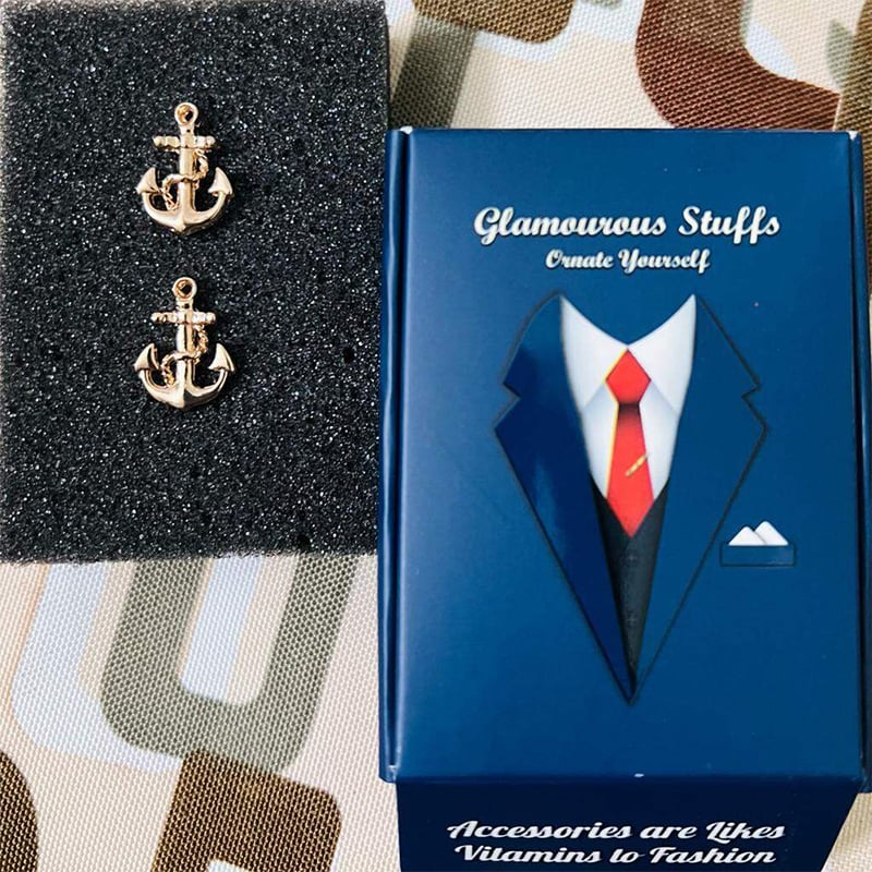 Picture of Men's Anchor Shape Navy French Shirt Cufflinks Pair (1 Pair) (Gold)