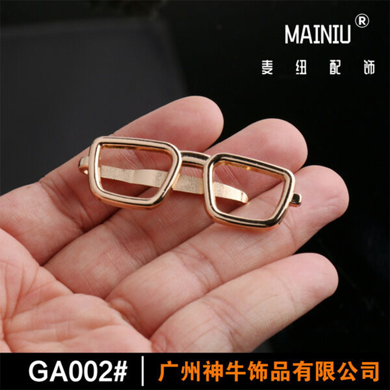 Picture of Eye Glass Frame Shape Golden Metal Tie Clip for Men – Stylish Shirt & Suit Accessory (Gold)