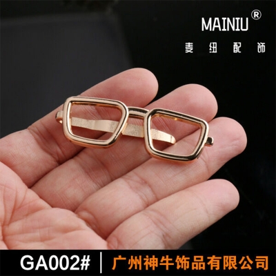 Picture of Eye Glass Frame Shape Golden Metal Tie Clip for Men – Stylish Shirt & Suit Accessory (Gold)