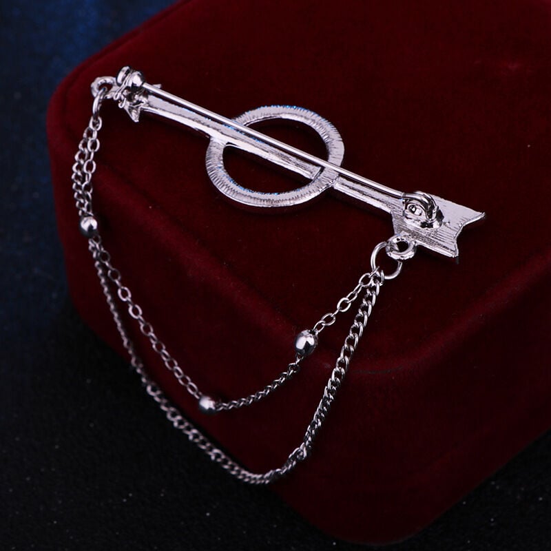 Picture of Arrow Chain Brooch For Men Fashion Suit Accessories (Silver)
