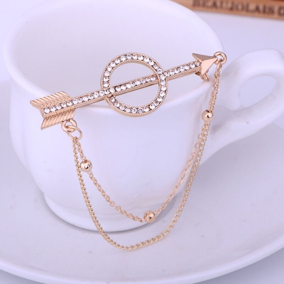 Picture of Arrow Chain Brooch For Men Fashion Suit Accessories (Gold)