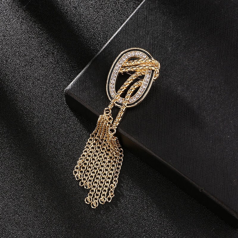 Picture of Tassel Corsage Brooch For Men's Fashion Suit Accessories (Gold)