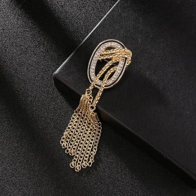 Picture of Tassel Corsage Brooch For Men's Fashion Suit Accessories (Gold)