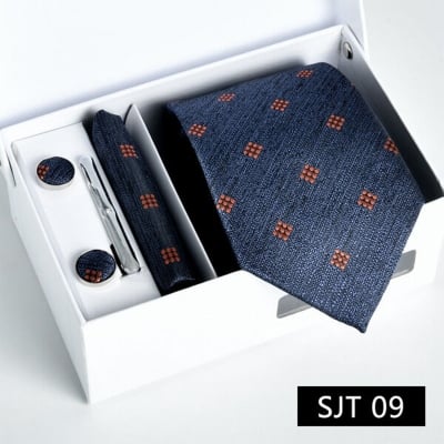 Picture of Men's Luxury Polyester Silk Fashionable Neck Tie - 4 items Set Box (1 Set) (SJT 09,Int: One size)