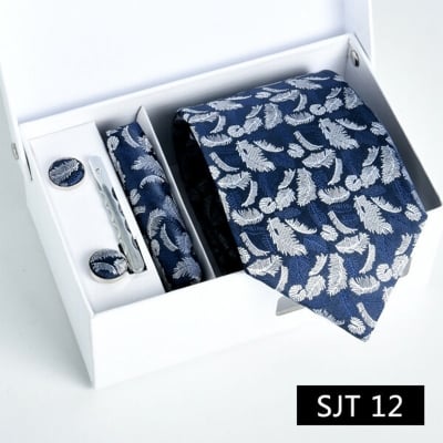 Picture of Men's Luxury Polyester Silk Fashionable Neck Tie - 4 items Set Box (1 Set) (SJT 12,Int: One size)