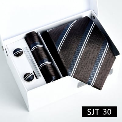 Picture of Men's Luxury Polyester Silk Fashionable Neck Tie - 4 items Set Box (1 Set) (SJT 30,Int: One size)
