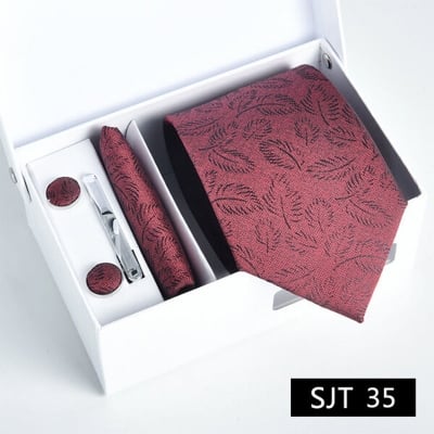 Picture of Men's Luxury Polyester Silk Fashionable Neck Tie - 4 items Set Box (1 Set) (SJT 35,Int: One size)