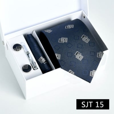 Picture of Men's Luxury Polyester Silk Fashionable Neck Tie - 4 items Set Box (1 Set) (SJT 15,Int: One size)