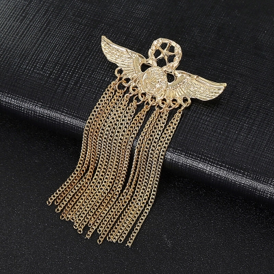 Picture of Men's Suit Korean Brooch Chain Collar Suit Brooch Simple Badge Accessories (Golden pure metal tassel)