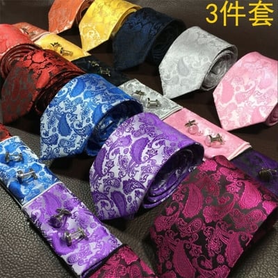 Picture of Men's Neck Tie New Formal Wear Paisley Cashew Flower Three-piece Suit Fashion Accessories (TT-3 (Dark Red),Int: One size)