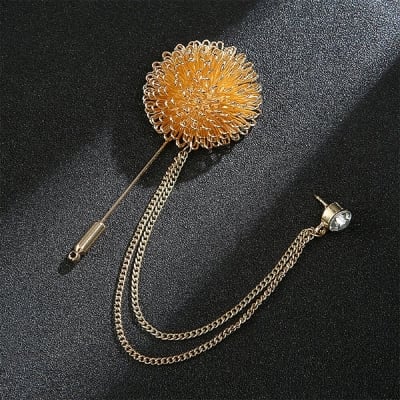 Picture of Men's Suit Brooch Twisted Ball Chain Brooch Simple Badge Accessories (Gold)