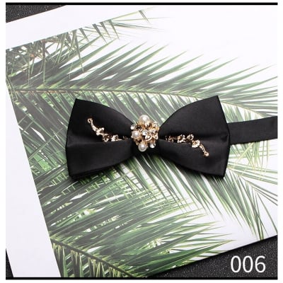 Picture of Men's Luxury Embroidery Wedding Groom Bird's Feather Bow Tie (006 (Black),Int: One size)