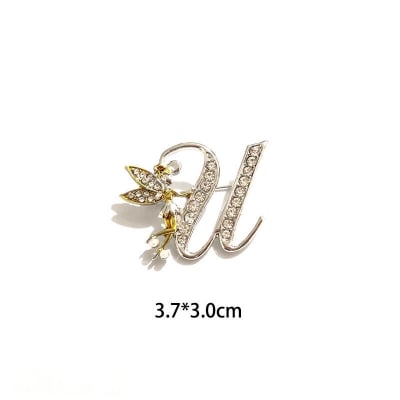 Picture of English Alphabet Fairy Brooch Pin For Women Fashion Accessories - Hijab Pin (Alphabet - U)