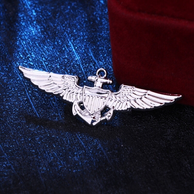 Picture of Wings Anchor Metal Badge Brooch For Men Fashion Accessories (Silver)