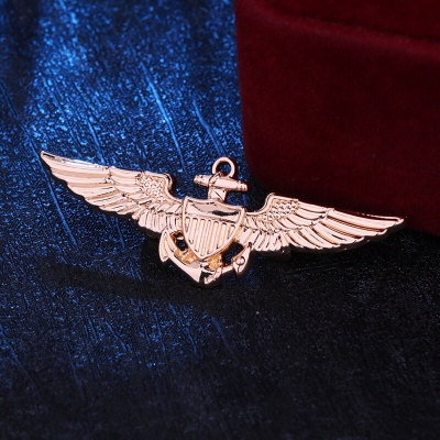Picture of Wings Anchor Metal Badge Brooch For Men Fashion Accessories (Gold)
