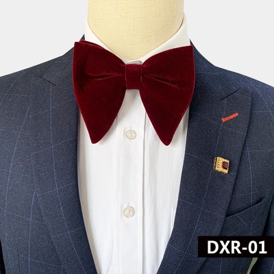 Picture of Trending New Design Velvet Solid Color Bow Tie For Stylish Fashionable Outlook (1P) (Wine Red,Int: One size)
