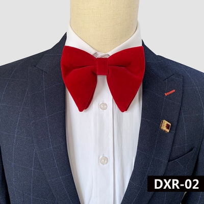 Picture of Trending New Design Velvet Solid Color Bow Tie For Stylish Fashionable Outlook (1P) (Dark Red,Int: One size)