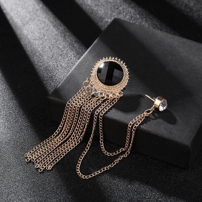 Picture of Tassel Rhinestone Brooch For Men & Women Fashion Accessories (Golden Black)