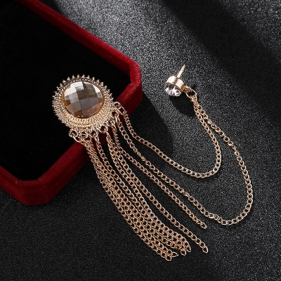 Picture of Tassel Rhinestone Brooch For Men & Women Fashion Accessories (Golden Yellow)