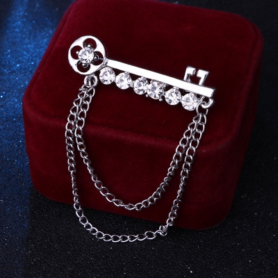 Picture of Key With Chain Brooch For Men & Women Fashion Accessories (Silver)
