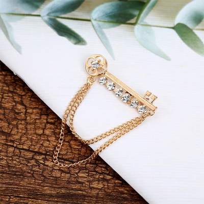 Picture of Key With Chain Brooch For Men & Women Fashion Accessories (Golden)