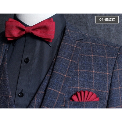 Picture of Men's Readymade Pocket Square Wedding Dress Matching Chest Scarf Square Brooch Pin (Pure Maroon With Strip)
