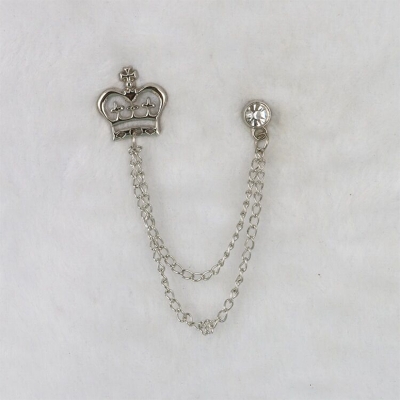 Picture of Small Crown Shape Chain Brooch Pin For Men & Women Fashion Outfit (Silver)