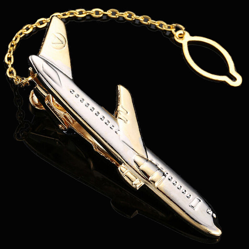 Picture of Golden Airplane Chain Tie Clip For Men (Golden)