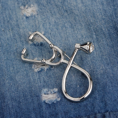 Picture of Metal Stethoscope Collar/Lapel Pin For Medical/Health Sector Professionals Brooch (Silver)