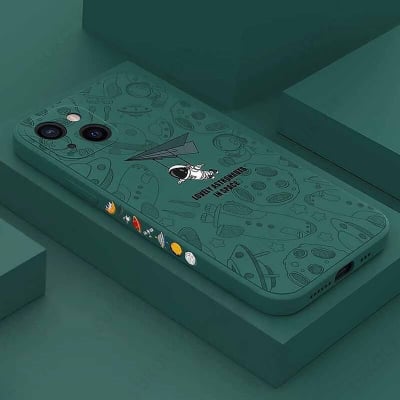 Picture of Astronauts Cartoon TPU Case for iPhone 13 Pro Max Mobile Phone Cover (Flying Astronaut (Olive))