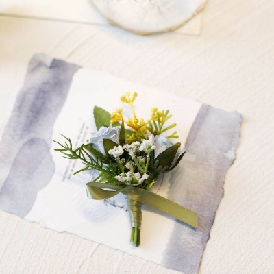 Picture of Wedding Boutonniere Flower Bouquet Chest Brooch For Suit Lapel Fashion Accessories (1PS) (II Light Blue Rose)