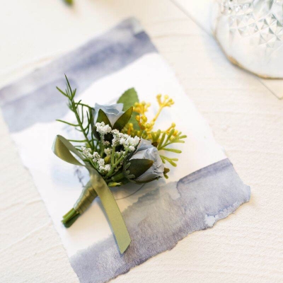 Picture of Wedding Boutonniere Flower Bouquet Chest Brooch For Suit Lapel Fashion Accessories (1PS) (II Light Blue Rose)