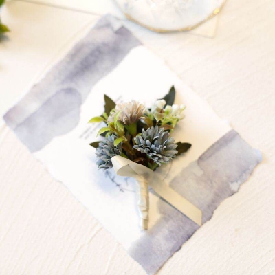 Picture of Wedding Boutonniere Flower Bouquet Chest Brooch For Suit Lapel Fashion Accessories (1PS) (lll Flower Bouquet (B+C))