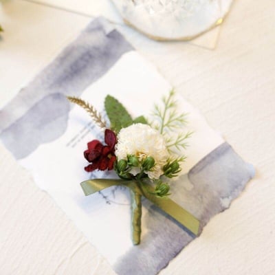 Picture of Wedding Boutonniere Flower Bouquet Chest Brooch For Suit Lapel Fashion Accessories (1PS) (White Merigold)
