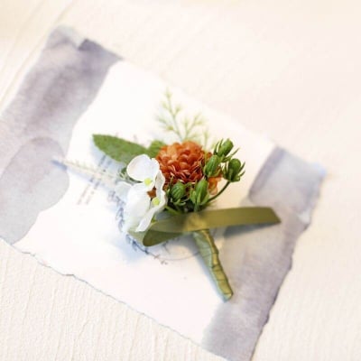 Picture of Wedding Boutonniere Flower Bouquet Chest Brooch For Suit Lapel Fashion Accessories (1PS) (Orange MG)