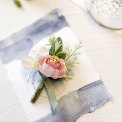 Picture of Wedding Boutonniere Flower Bouquet Chest Brooch For Suit Lapel Fashion Accessories (1PS) (Pink & Baby Pink Flower)
