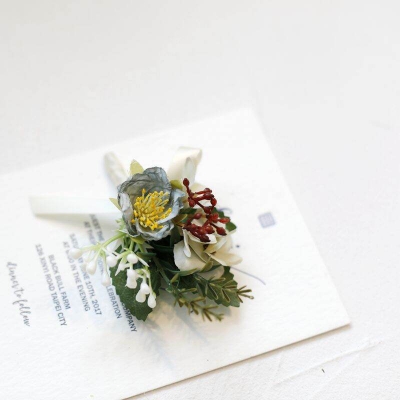 Picture of Wedding Boutonniere Flower Bouquet Chest Brooch For Suit Lapel Fashion Accessories (1PS) (Light Blue With III W)