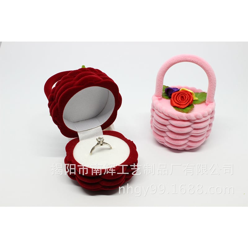 Picture of Flower Basket Jewelry Ring Box Jewelry Packaging Box (Maroon)