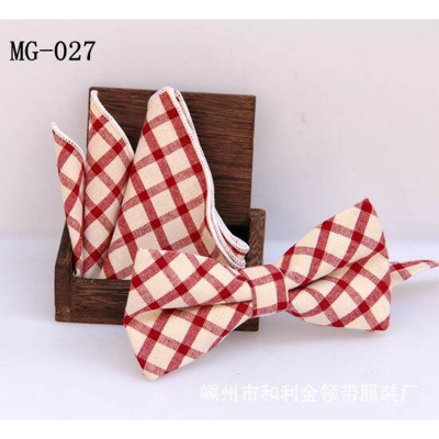 Picture of Men's Fashion British Style Casual Grid Cotton Bow Tie 2p Set Suit Fashion Accessories (MG-027,Int: One size)