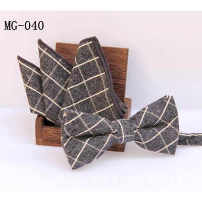 Picture of Men's Fashion British Style Casual Grid Cotton Bow Tie 2p Set Suit Fashion Accessories (MG-040,Int: One size)