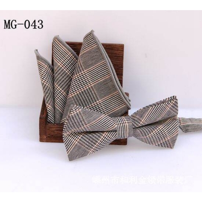 Picture of Men's Fashion British Style Casual Grid Cotton Bow Tie 2p Set Suit Fashion Accessories (MG-043,Int: One size)