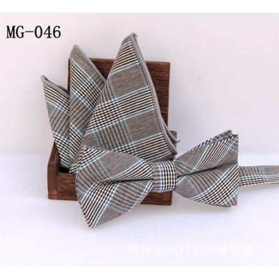 Picture of Men's Fashion British Style Casual Grid Cotton Bow Tie 2p Set Suit Fashion Accessories (MG-046,Int: One size)